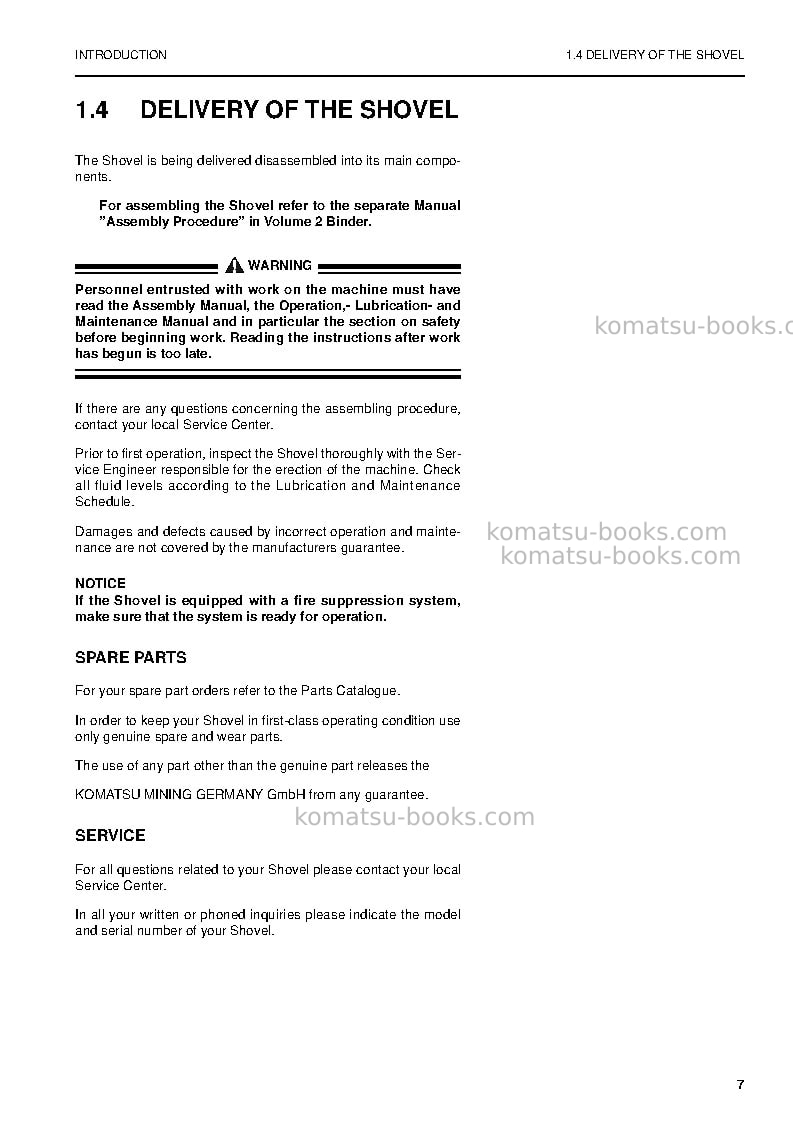 Komatsu pc5500-6deu Operation manual cover Page 7 Komatsu pc5500-6deu Operation manual cover Page 7