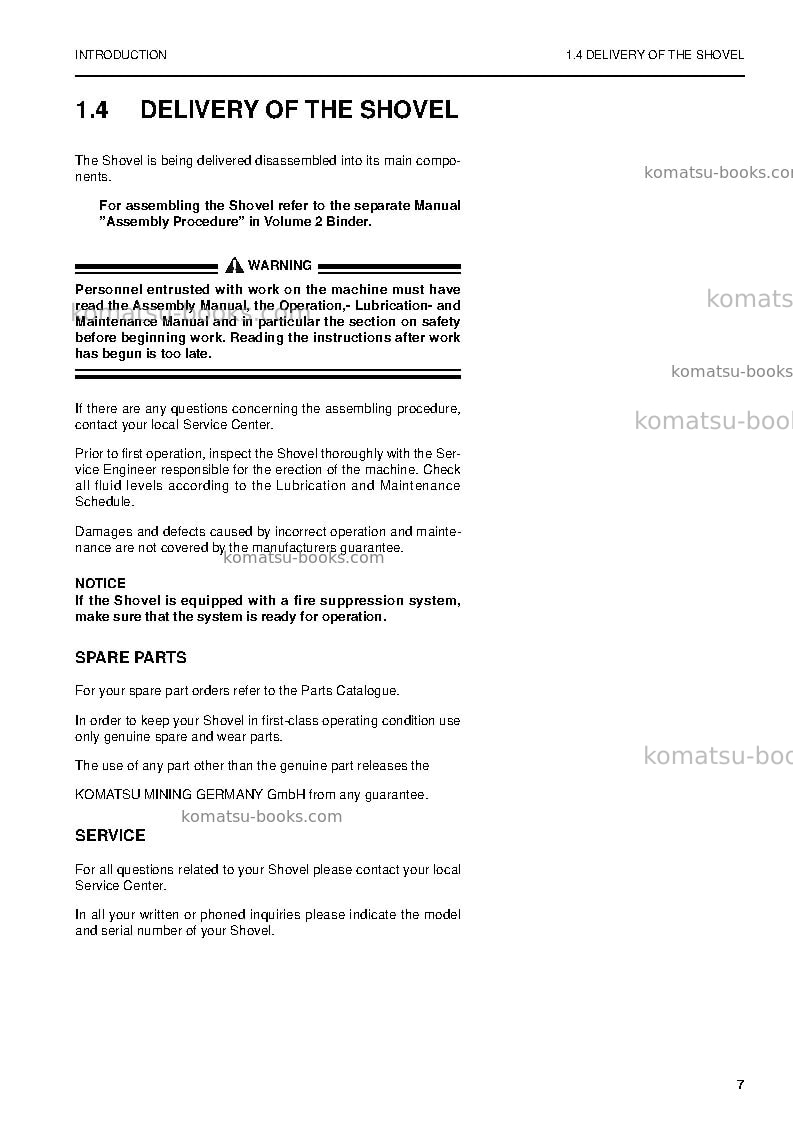 Komatsu pc5500-6deu Operation manual cover Page 7 Komatsu pc5500-6deu Operation manual cover Page 7