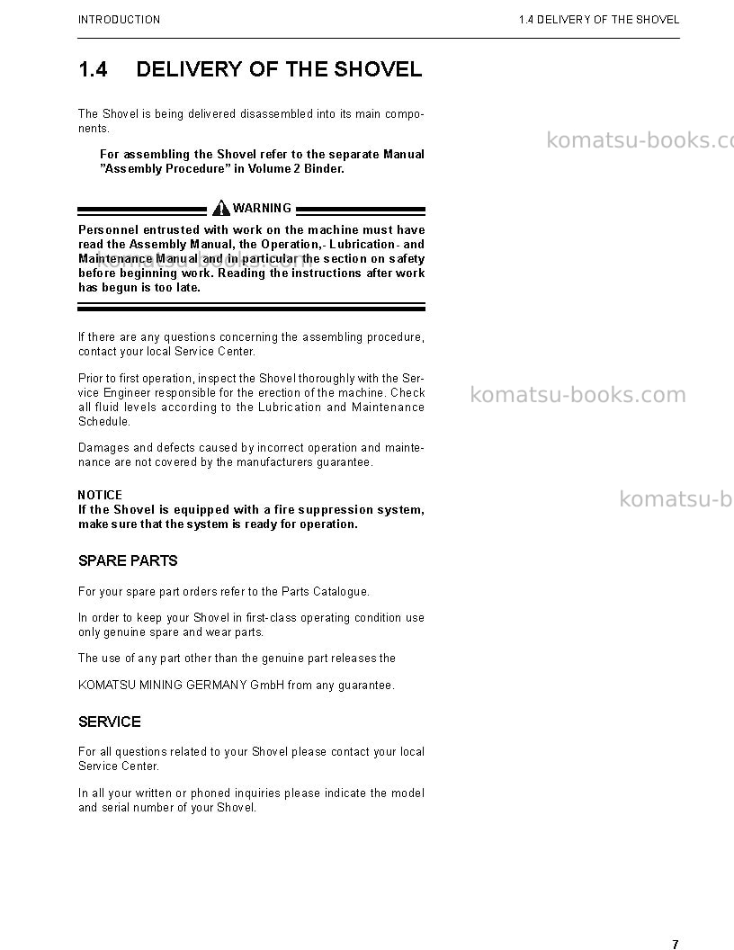 Komatsu pc5500-6deu Operation manual cover Page 7 Komatsu pc5500-6deu Operation manual cover Page 7