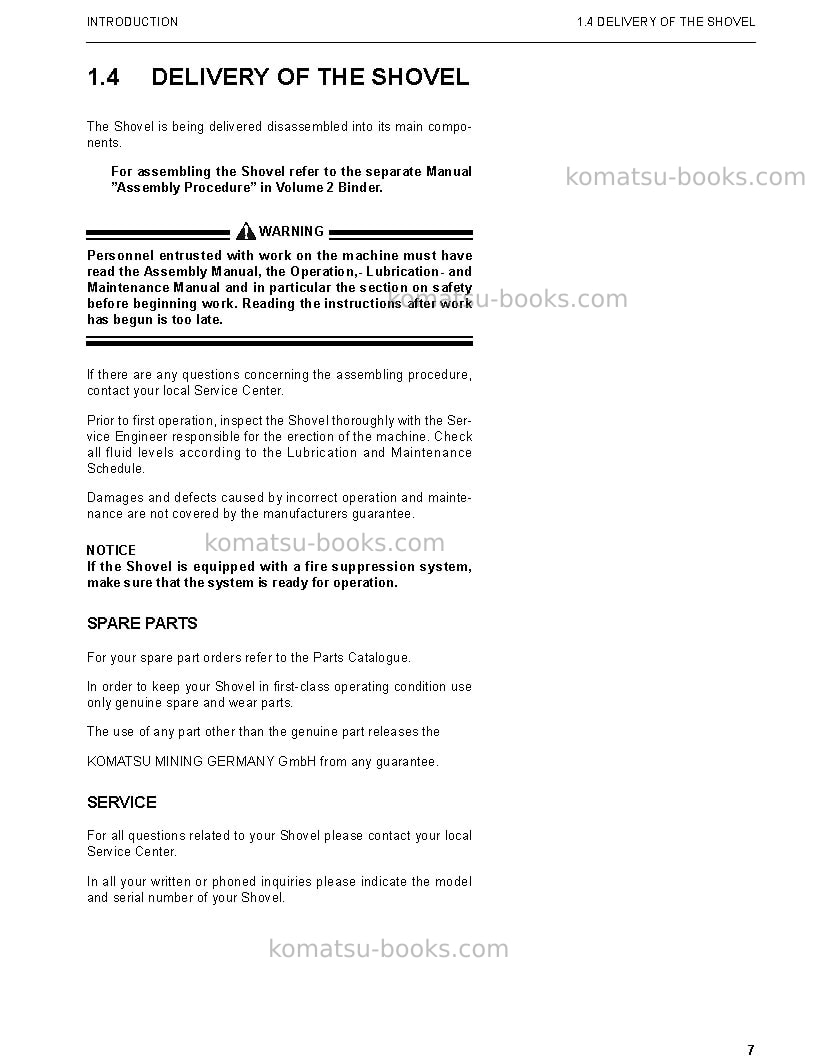 Komatsu pc5500-6deu Operation manual cover Page 7 Komatsu pc5500-6deu Operation manual cover Page 7