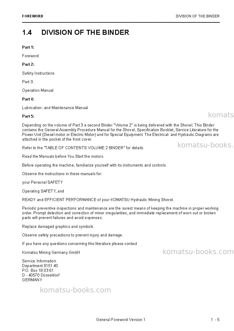Komatsu pc5500-6deu Operation manual cover Page 7