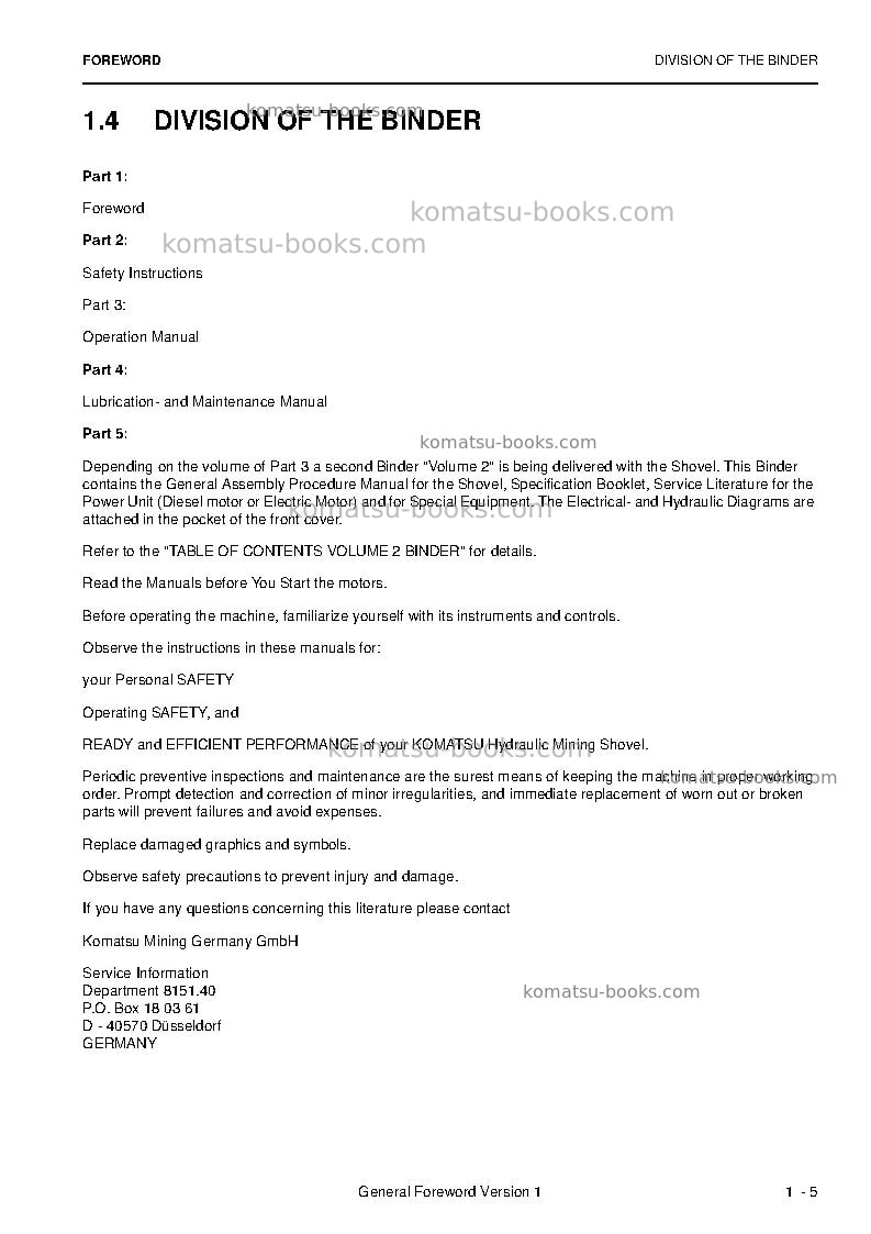 Komatsu pc4000-6deu Operation manual cover Page 7