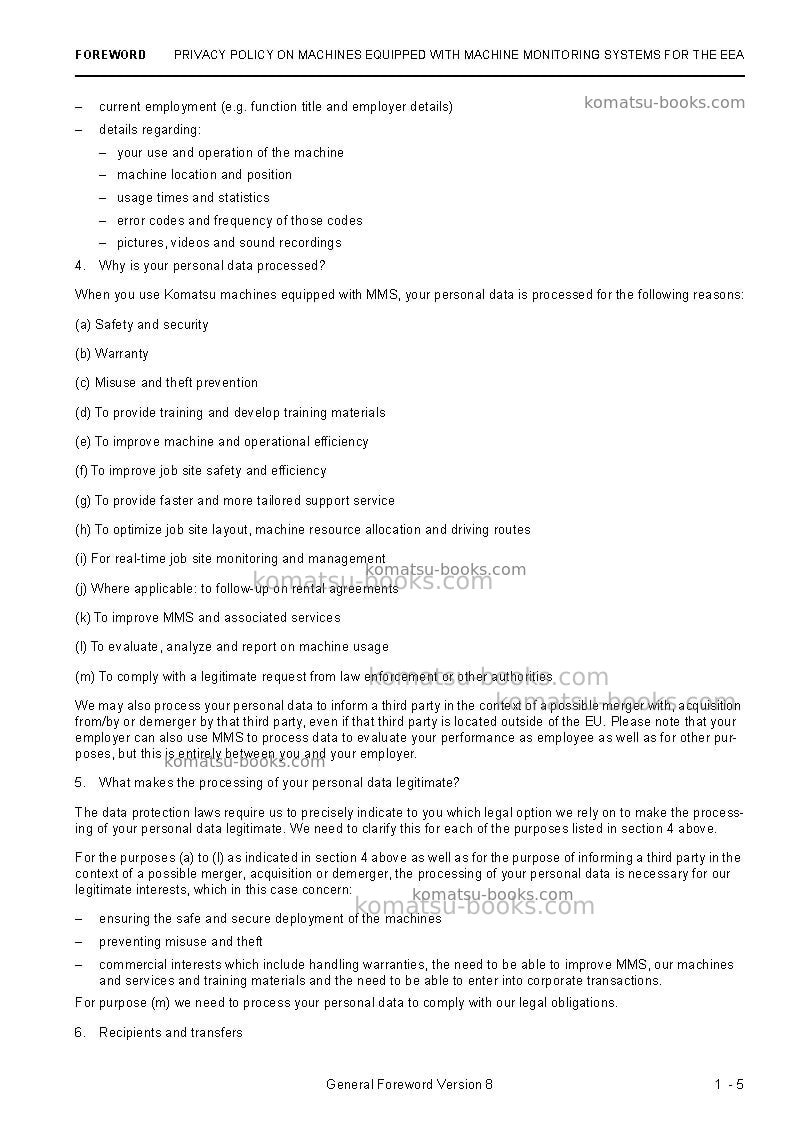 Komatsu pc3000-6deu Operation manual cover Page 7 Komatsu pc3000-6deu Operation manual cover Page 7