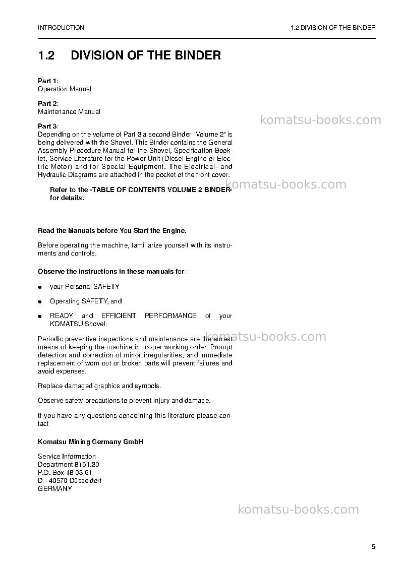 Komatsu pc4000e-6deu Repair & maintenance cover Page 7 Komatsu pc4000e-6deu Repair & maintenance cover Page 7