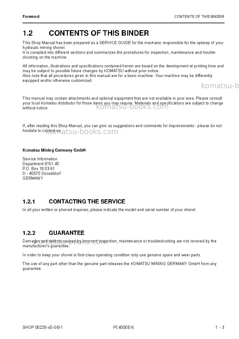 Komatsu pc4000e-6deu Repair & maintenance cover Page 7