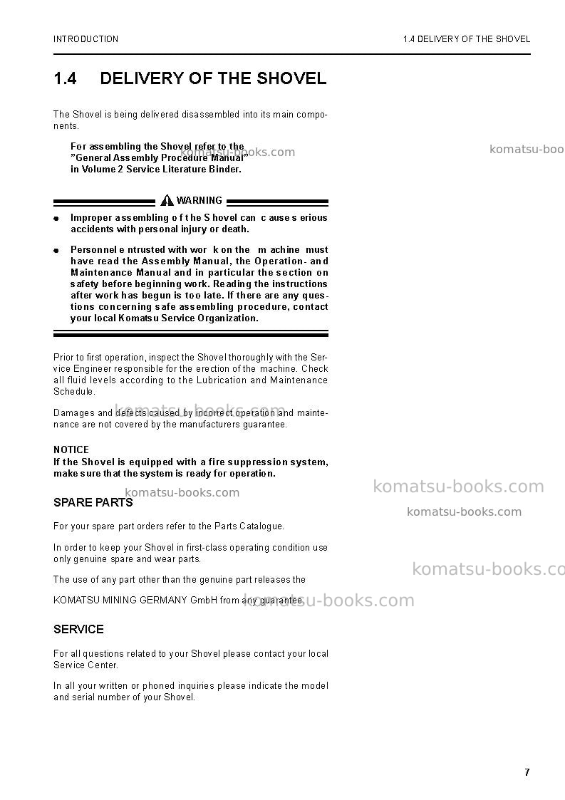 Komatsu pc5500-6deu Repair & maintenance cover Page 7 Komatsu pc5500-6deu Repair & maintenance cover Page 7