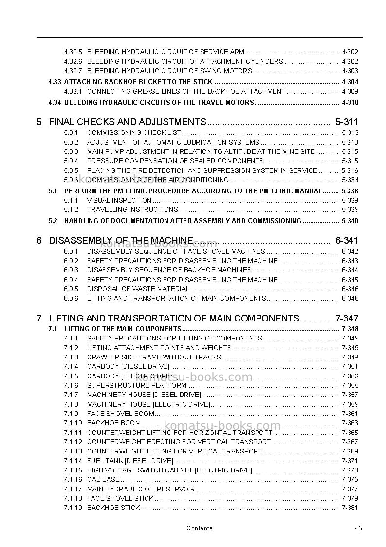 Komatsu pc8000-6deu Field assembly manual cover Page 7 Komatsu pc8000-6deu Field assembly manual cover Page 7