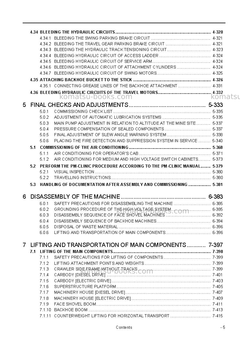 Komatsu pc8000e-6deu Field assembly manual cover Page 7 Komatsu pc8000e-6deu Field assembly manual cover Page 7