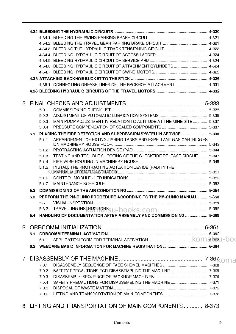 Komatsu pc8000-6deu Field assembly manual cover Page 7 Komatsu pc8000-6deu Field assembly manual cover Page 7