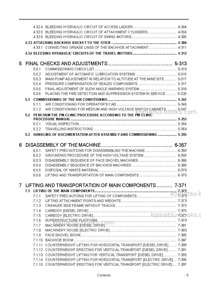 Komatsu pc5500e-6deu Field assembly manual cover Page 7 Komatsu pc5500e-6deu Field assembly manual cover Page 7