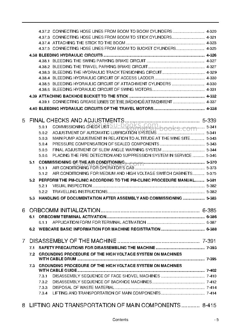 Komatsu pc5500e-6deu Field assembly manual cover Page 7 Komatsu pc5500e-6deu Field assembly manual cover Page 7
