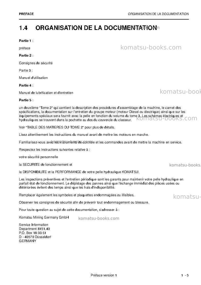Komatsu pc4000-6deu Manuel d'utilisation couverture Page 7 Komatsu pc4000-6deu Manuel d'utilisation couverture Page 7