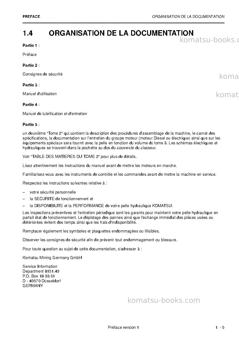 Komatsu pc5500-6deu Manuel d'utilisation couverture Page 7