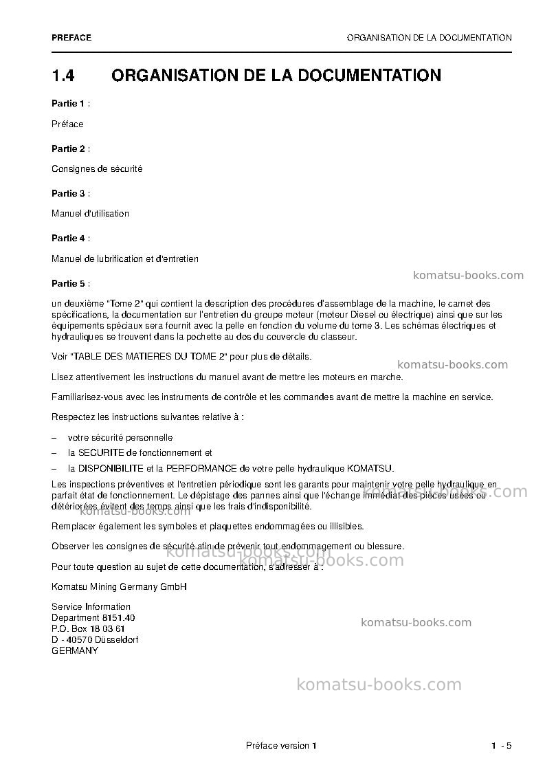 Komatsu pc5500-6deu Manuel d'utilisation couverture Page 7 Komatsu pc5500-6deu Manuel d'utilisation couverture Page 7