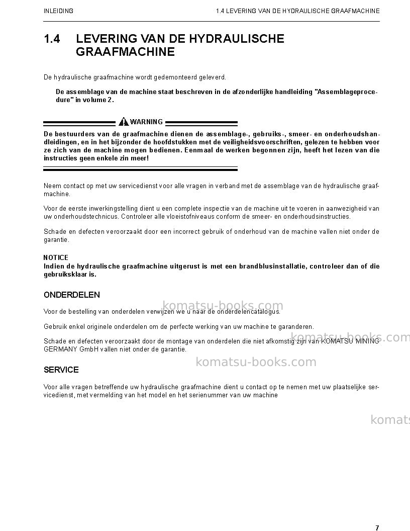 Komatsu pc3000-6deu Operation manual cover Page 7 Komatsu pc3000-6deu Operation manual cover Page 7