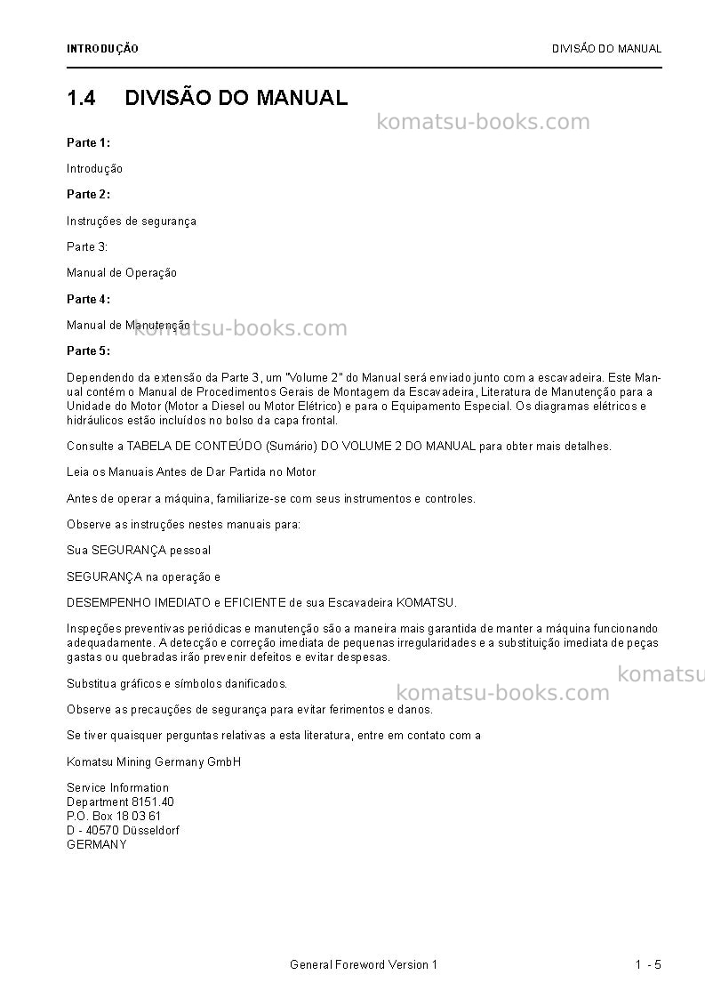 Komatsu pc4000e-6deu Manual de operação capa Página 7