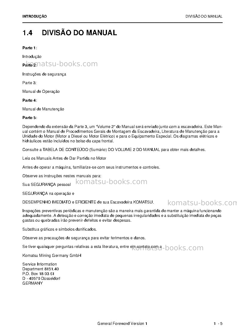 Komatsu pc5500e-6deu Manual de operação capa Página 7