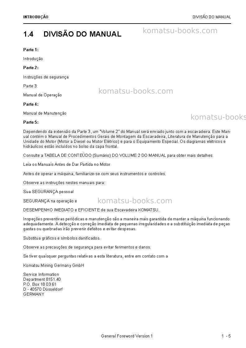Komatsu pc5500e-6deu Manual de operação capa Página 7