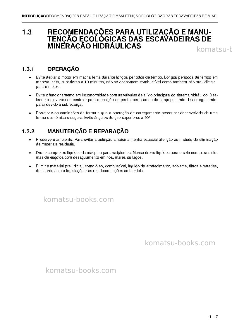 Komatsu pc3000-6deu Reparo e manutenção capa Página 7 Komatsu pc3000-6deu Reparo e manutenção capa Página 7