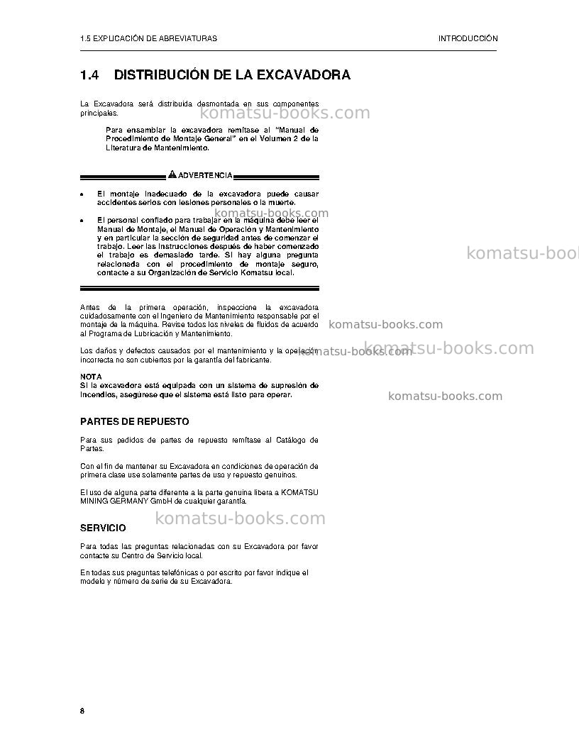 Komatsu pc4000-6deu Manual de operación cover Page 7 Komatsu pc4000-6deu Manual de operación cover Page 7