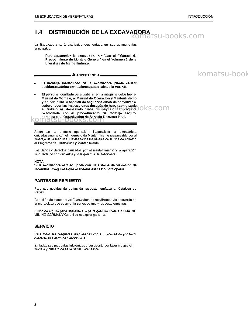 Komatsu pc4000-6deu Manual de operación cover Page 7 Komatsu pc4000-6deu Manual de operación cover Page 7