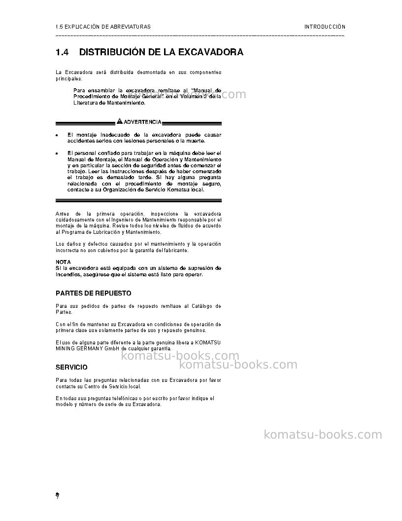 Komatsu pc4000-6deu Manual de operación cover Page 7 Komatsu pc4000-6deu Manual de operación cover Page 7