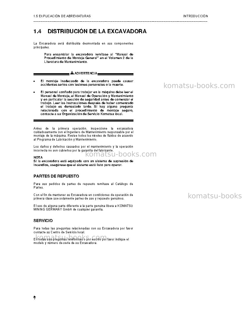 Komatsu pc4000-6deu Manual de operación cover Page 7 Komatsu pc4000-6deu Manual de operación cover Page 7