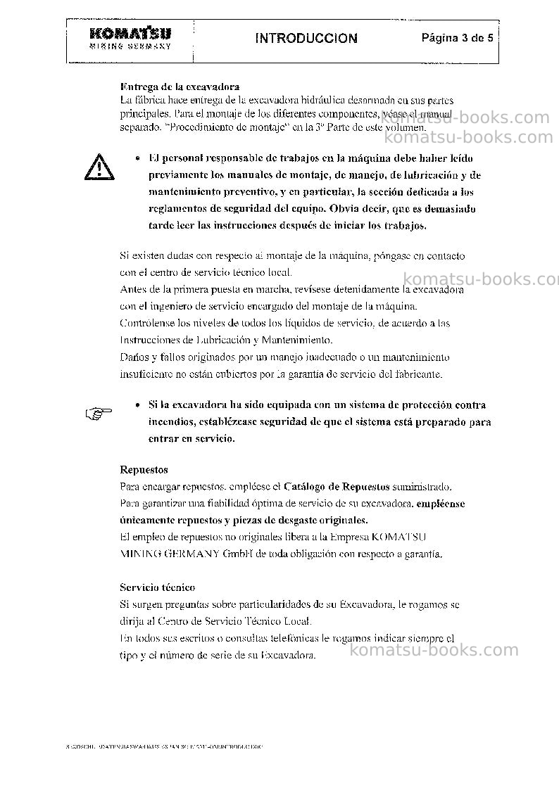 Komatsu pc8000-6deu-mian drive motor Manual de operación cover Page 7 Komatsu pc8000-6deu-mian drive motor Manual de operación cover Page 7