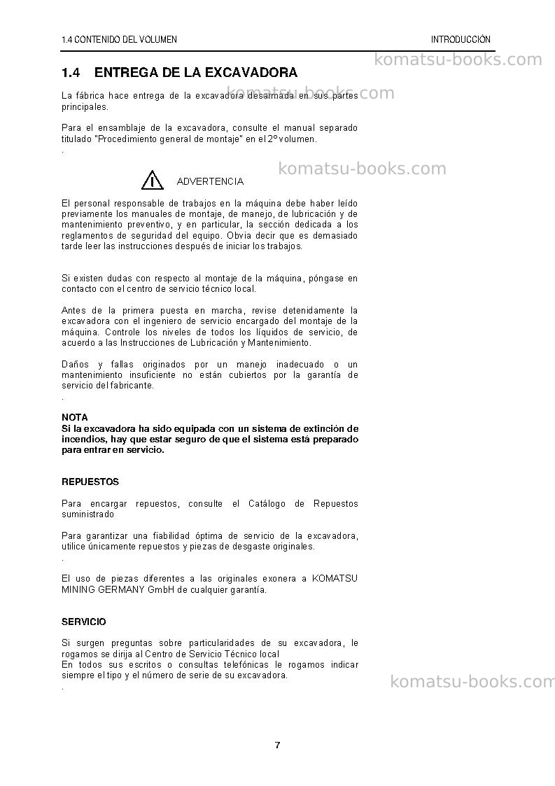 Komatsu pc8000-6deu Manual de operación cover Page 7 Komatsu pc8000-6deu Manual de operación cover Page 7