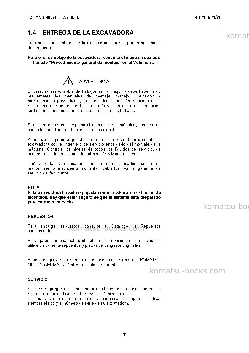 Komatsu pc8000-6deu Manual de operación cover Page 7 Komatsu pc8000-6deu Manual de operación cover Page 7