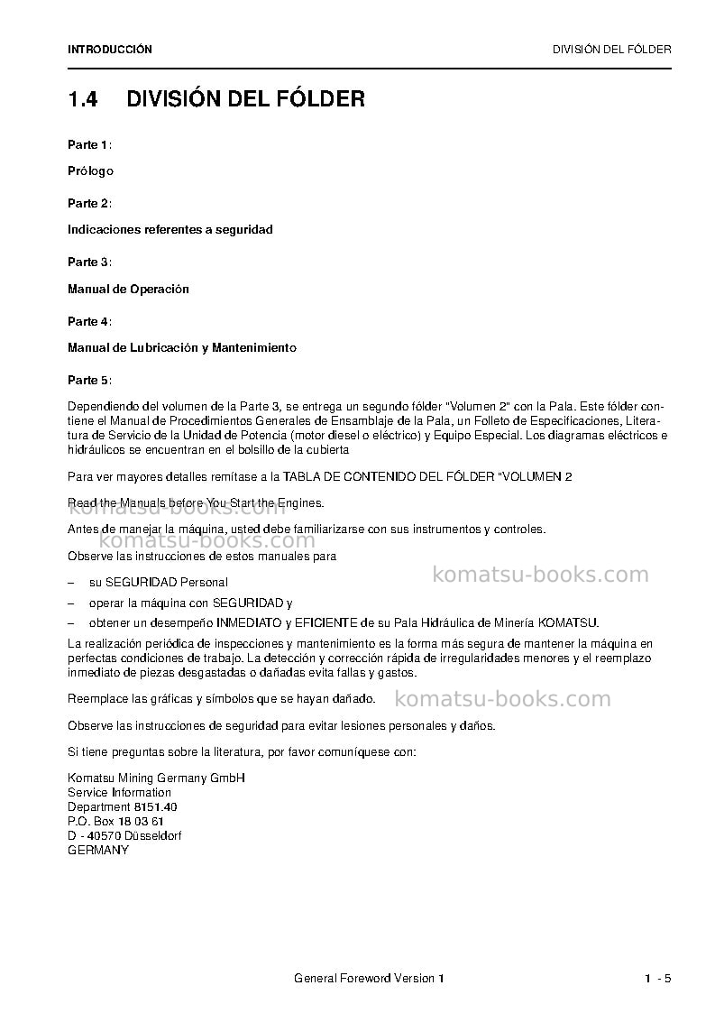Komatsu pc8000e-6deu Manual de operación cover Page 7 Komatsu pc8000e-6deu Manual de operación cover Page 7