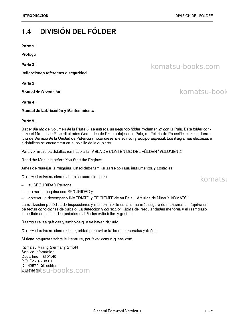 Komatsu pc8000e-6deu Manual de operación cover Page 7 Komatsu pc8000e-6deu Manual de operación cover Page 7