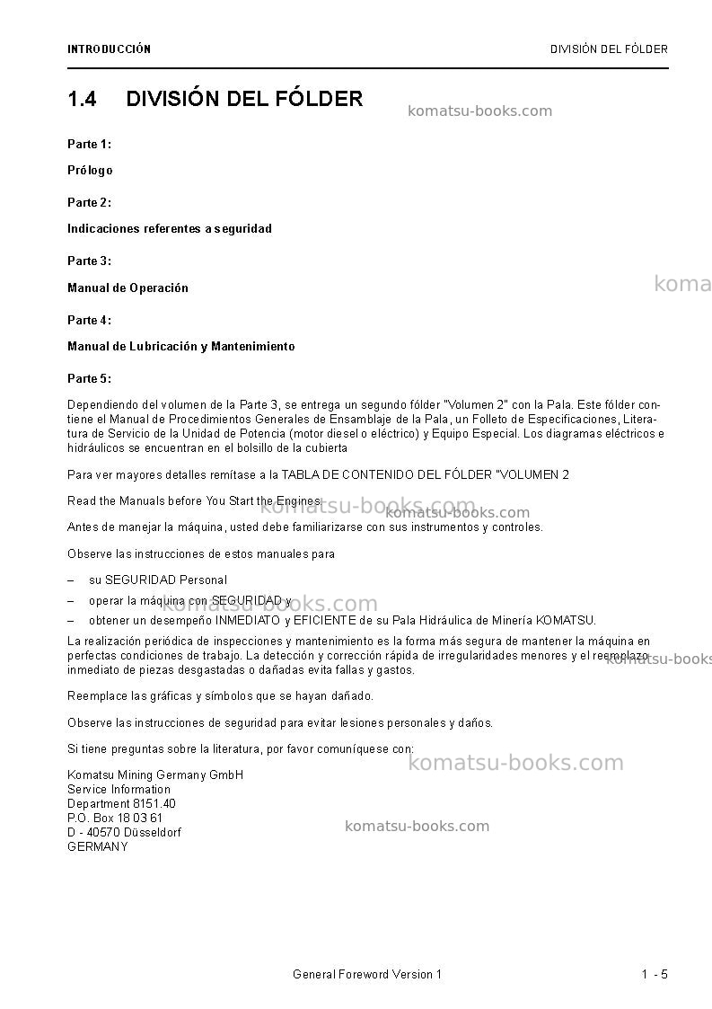 Komatsu pc8000-6deu Manual de operación cover Page 7 Komatsu pc8000-6deu Manual de operación cover Page 7