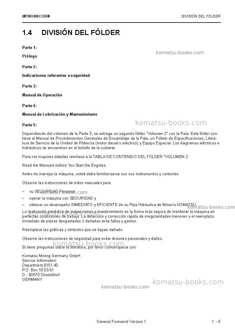 Komatsu pc8000e-6deu Manual de operación cover Page 7