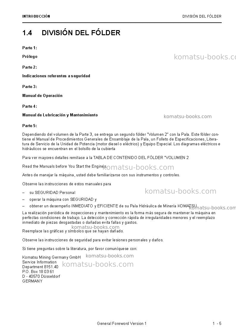 Komatsu pc8000-6deu Manual de operación cover Page 7 Komatsu pc8000-6deu Manual de operación cover Page 7