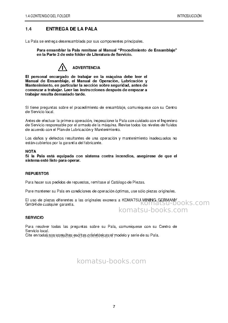 Komatsu pc5500-6deu Manual de operación cover Page 7 Komatsu pc5500-6deu Manual de operación cover Page 7
