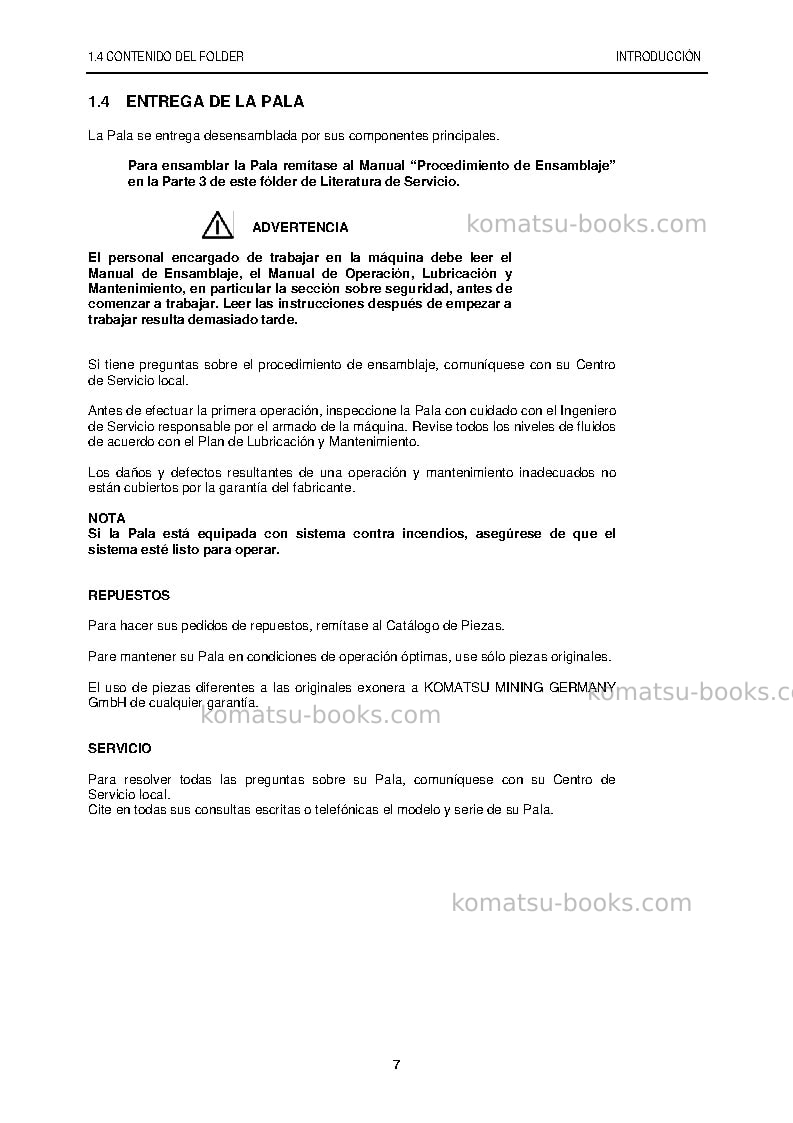 Komatsu pc5500-6deu Manual de operación cover Page 7 Komatsu pc5500-6deu Manual de operación cover Page 7