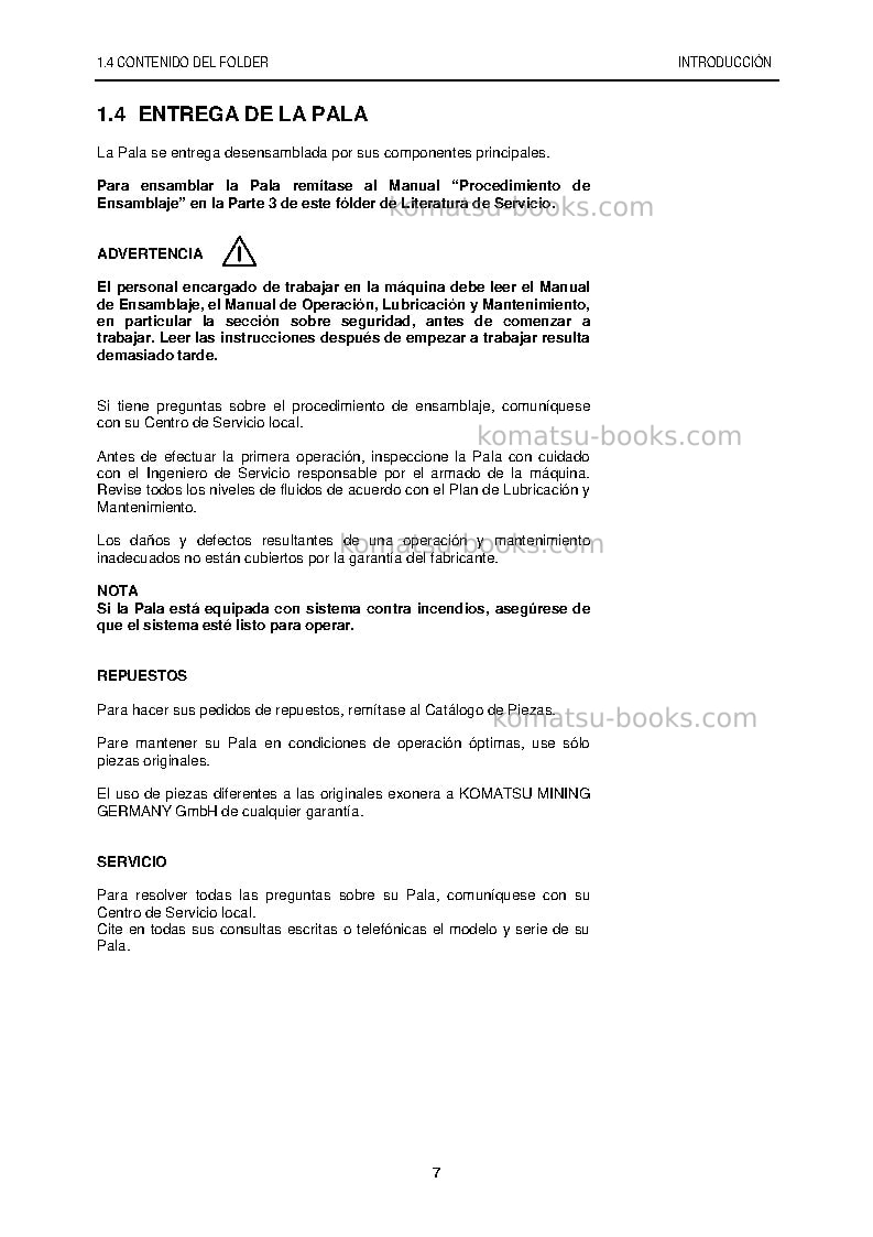 Komatsu pc5500-6deu Manual de operación cover Page 7 Komatsu pc5500-6deu Manual de operación cover Page 7