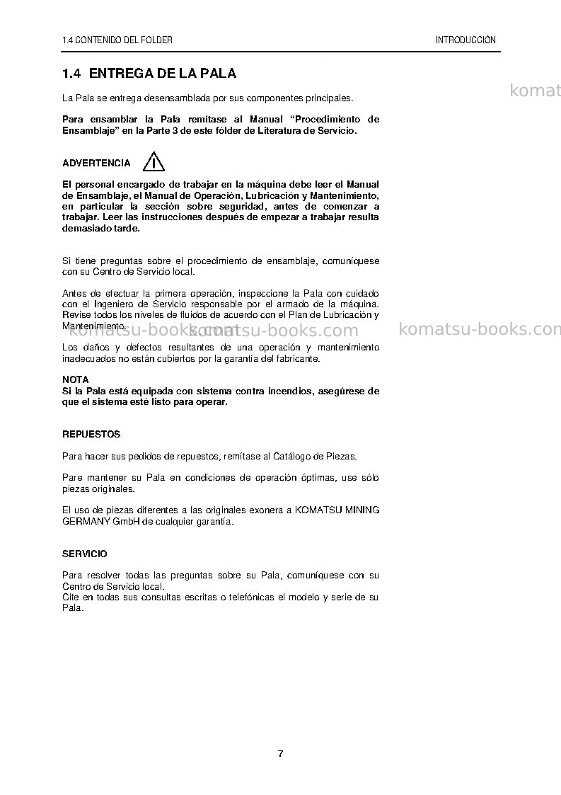 Komatsu pc5500-6deu Manual de operación cover Page 7 Komatsu pc5500-6deu Manual de operación cover Page 7