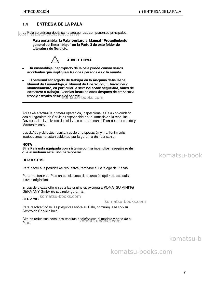 Komatsu pc5500-6deu Manual de operación cover Page 7 Komatsu pc5500-6deu Manual de operación cover Page 7