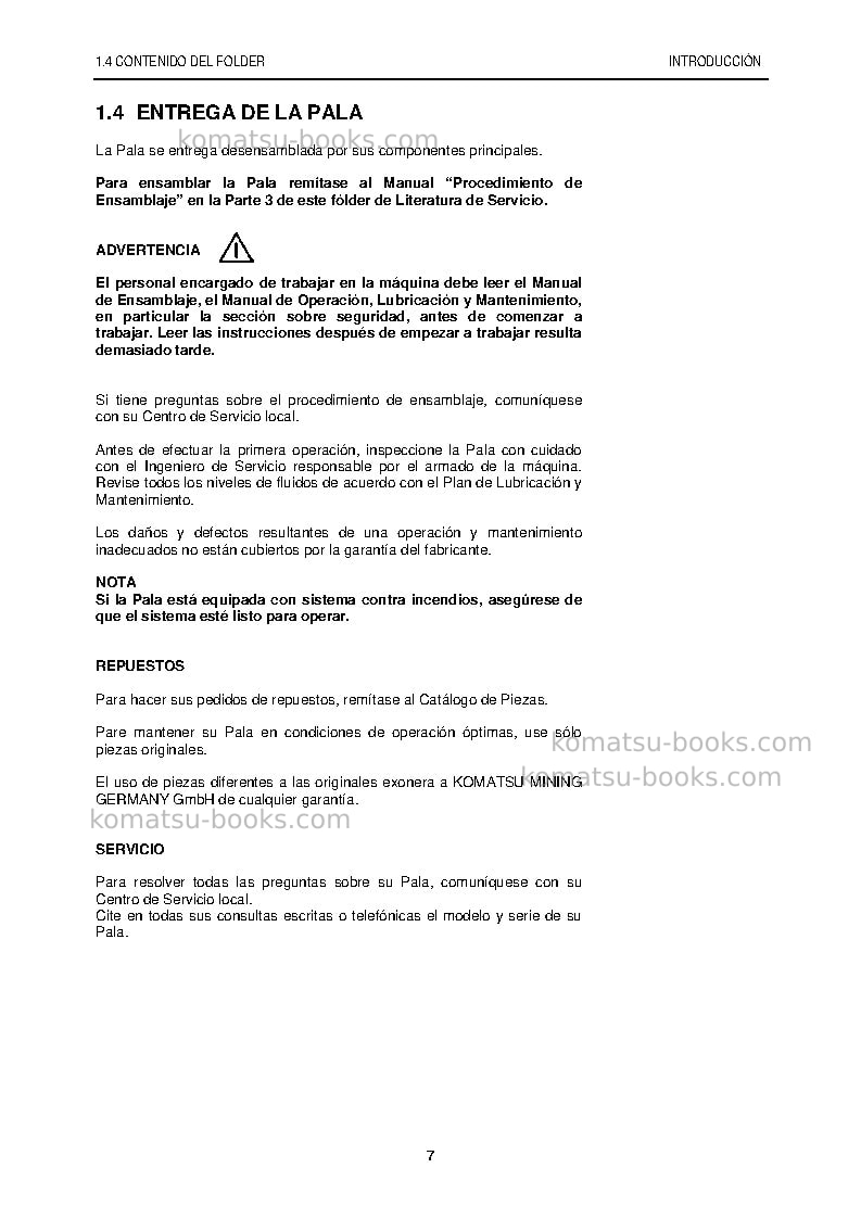 Komatsu pc5500-6deu Manual de operación cover Page 7 Komatsu pc5500-6deu Manual de operación cover Page 7