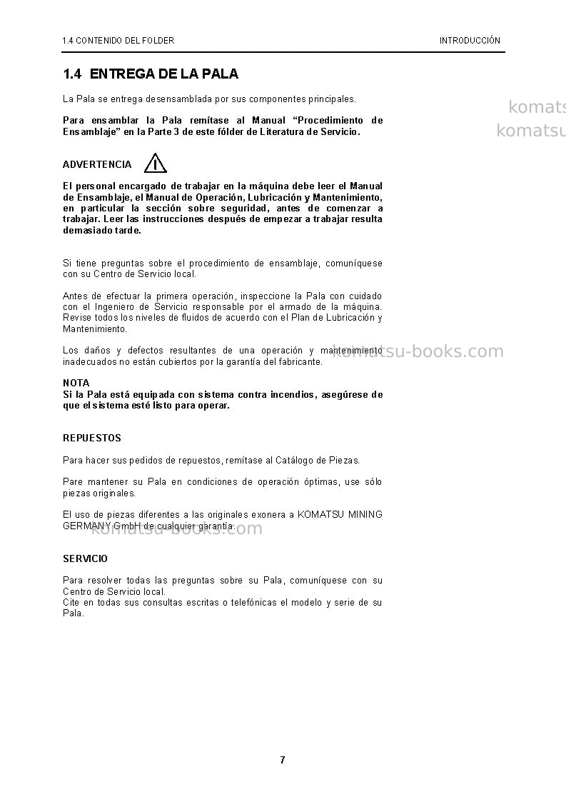 Komatsu pc5500-6deu Manual de operación cover Page 7
