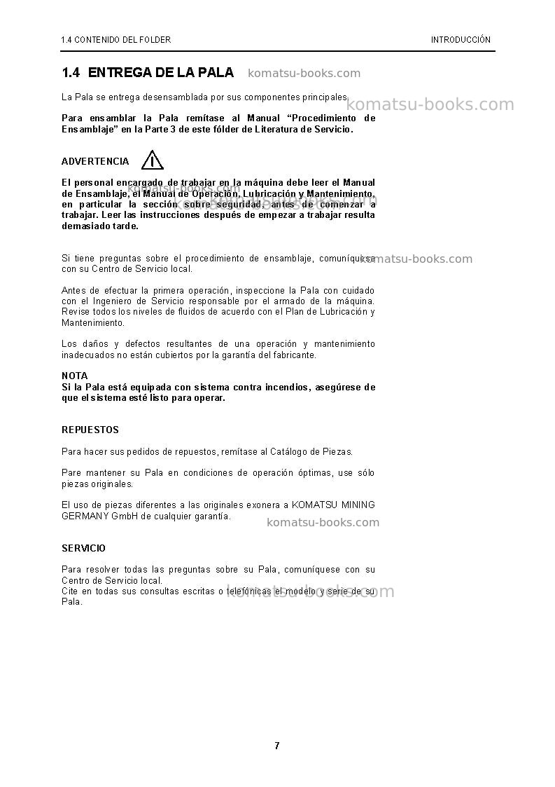 Komatsu pc5500-6deu Manual de operación cover Page 7 Komatsu pc5500-6deu Manual de operación cover Page 7