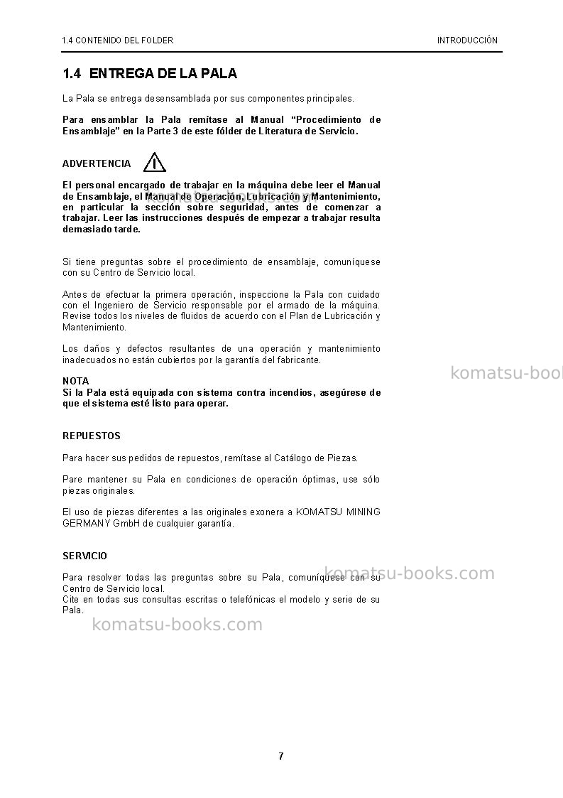 Komatsu pc5500-6deu Manual de operación cover Page 7 Komatsu pc5500-6deu Manual de operación cover Page 7