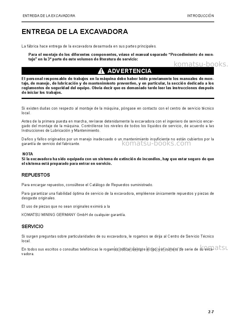 Komatsu pc5500-6deu Manual de operación cover Page 7 Komatsu pc5500-6deu Manual de operación cover Page 7