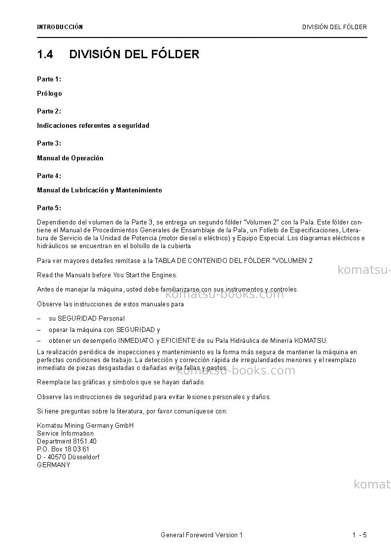 Komatsu pc5500-6deu Manual de operación cover Page 7 Komatsu pc5500-6deu Manual de operación cover Page 7
