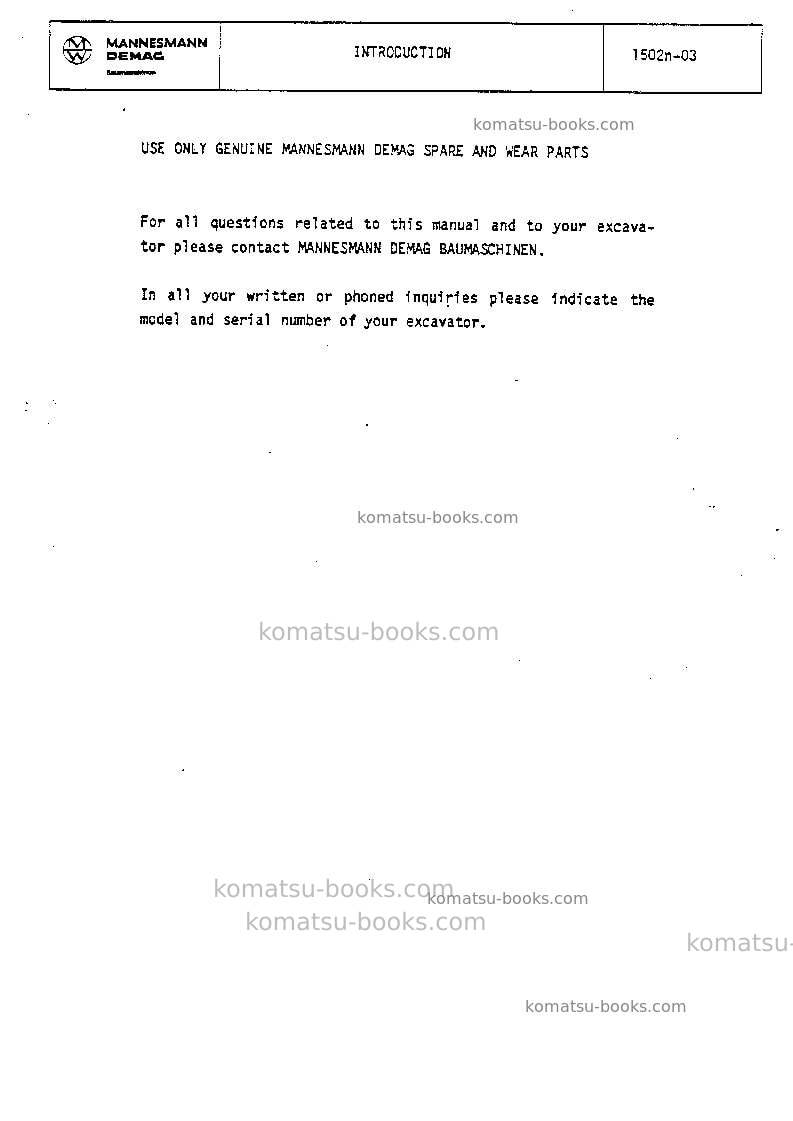 Komatsu h285sdeu Operation manual cover Page 7