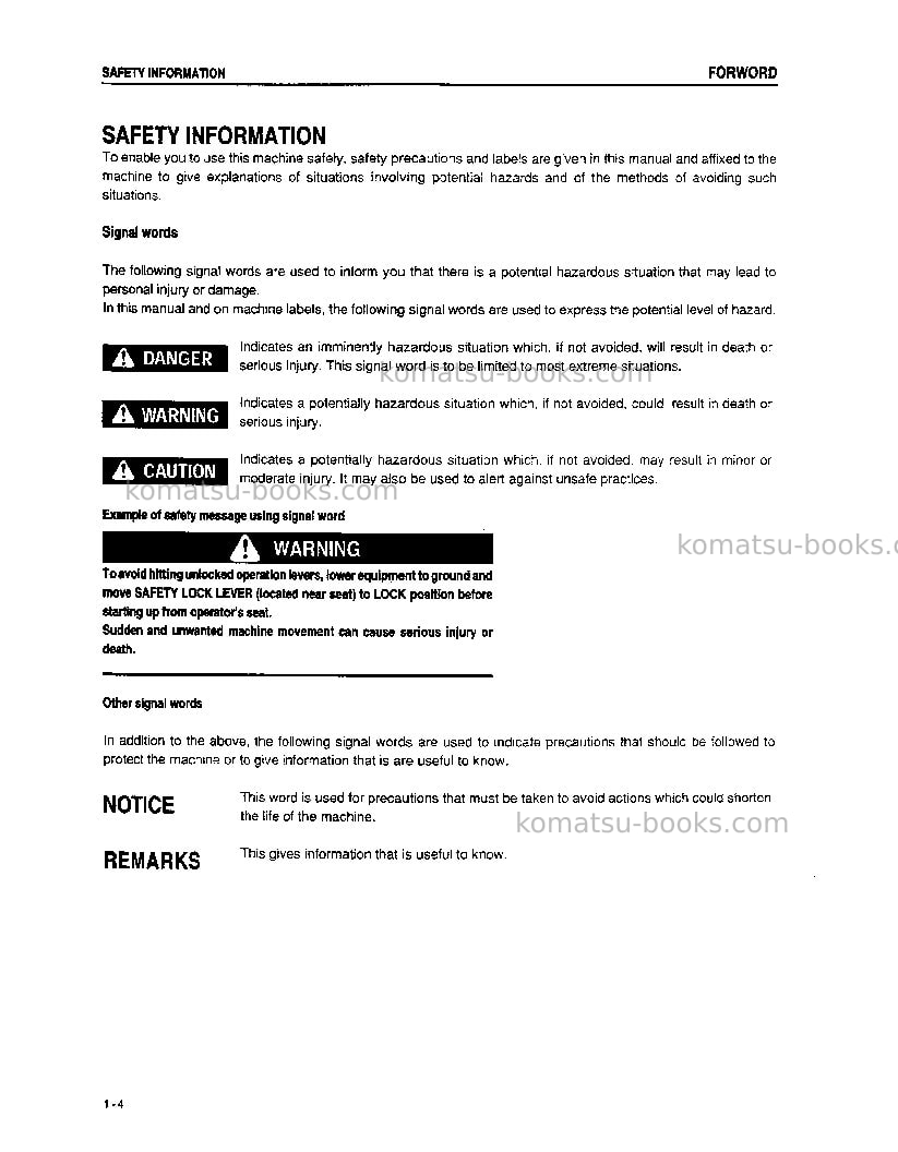 Komatsu d61ex-12bra Operation manual cover Page 7
