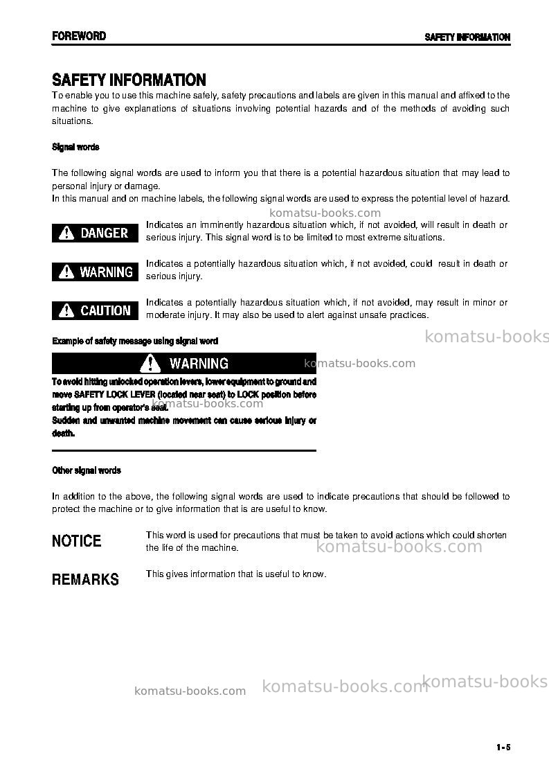 Komatsu d41e-6bra Operation manual cover Page 7 Komatsu d41e-6bra Operation manual cover Page 7