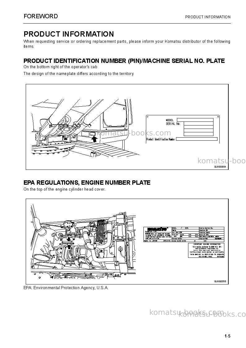Komatsu pc240lc-8bra Operation manual cover Page 7 Komatsu pc240lc-8bra Operation manual cover Page 7